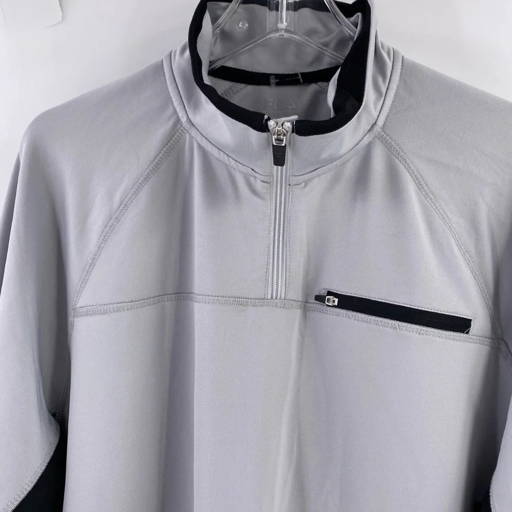 Fila Gray and Black Lightweight Jacket with Stand-Up Collar